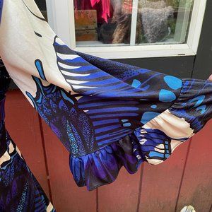 BETSY JOHNSON blue butterfly dress M